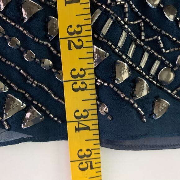 PARKER Blue Allegra Beaded Embellished Silk Sleeveless Mini‎ Shift Dress Size M - Picture 13 of 13